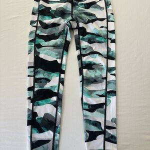 Layer 8 Teal and Black Abstract Watercolor Leggings